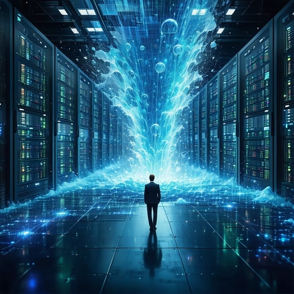 Data deluge  a massive amount of data overwhelming a small team inside of a data center